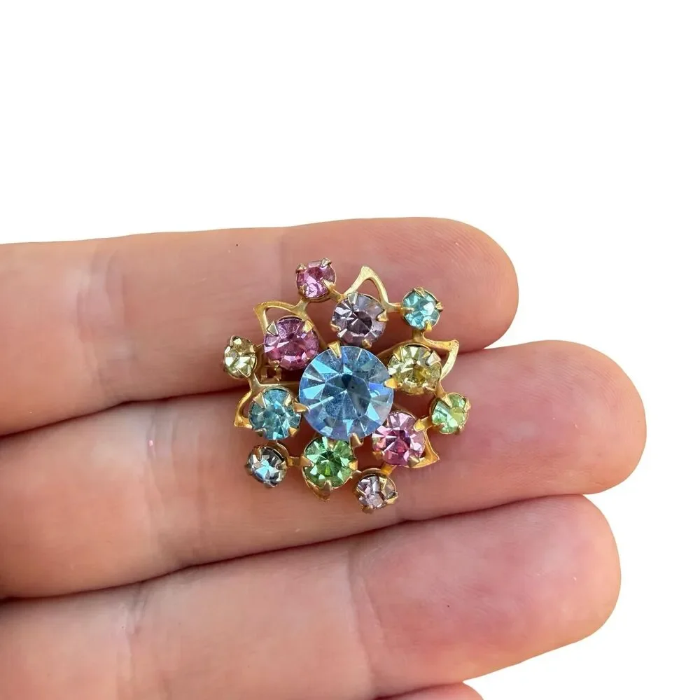 Vintage Jewelry Rhinestone Colorful Scatter Brooch pin